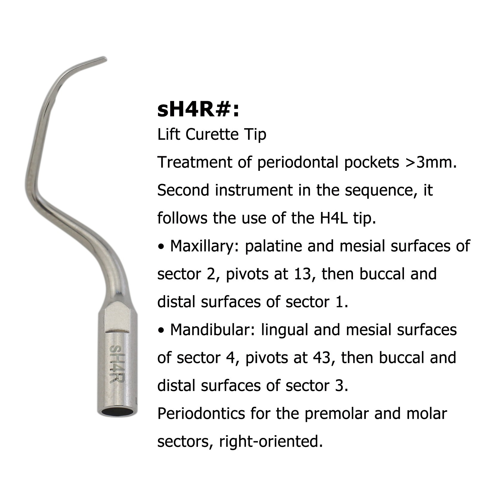 Dental Acteon Satelec Scaler Tips Left Right Curette Tip Perio Periodontic Molar