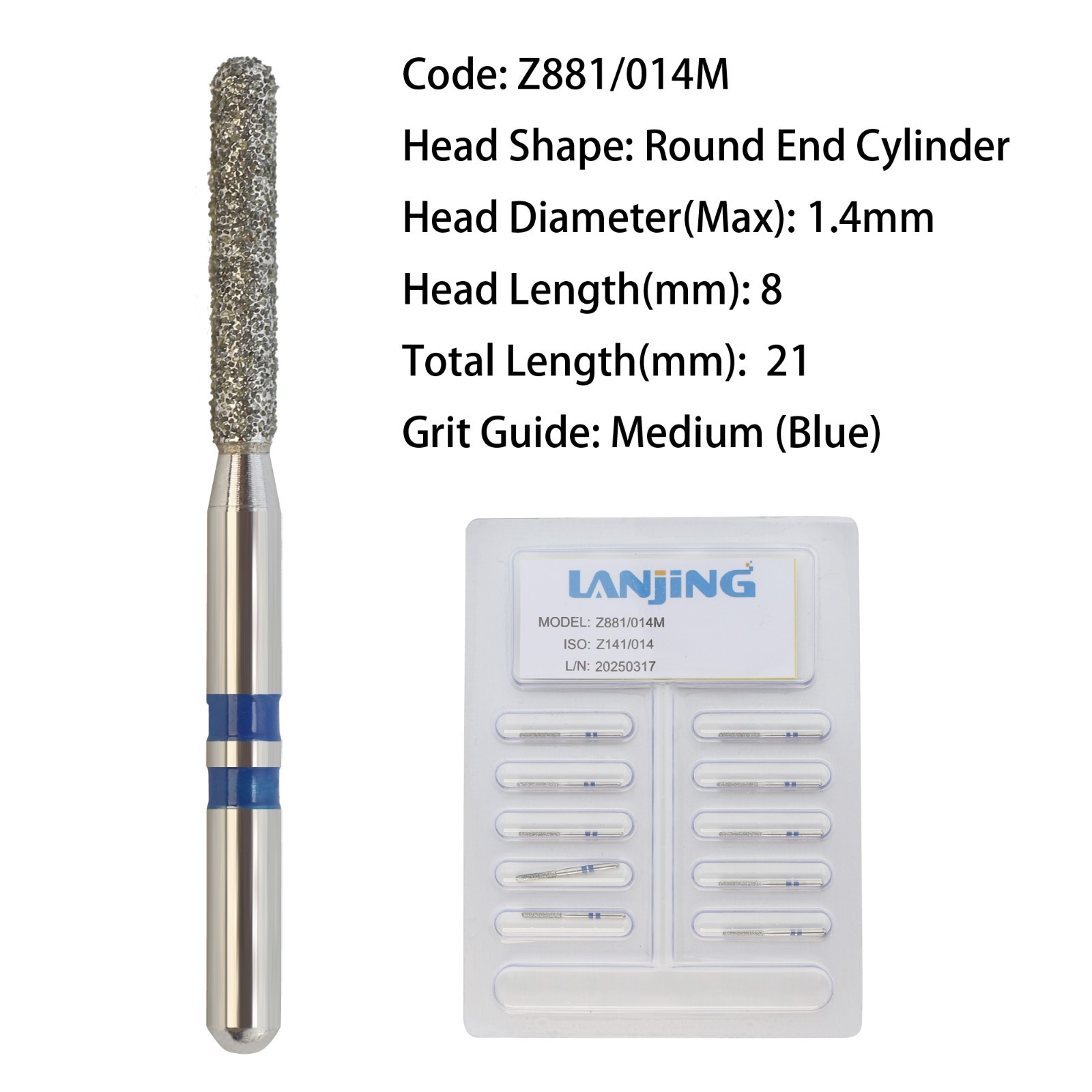 Zirconia Cutting Adjustment Diamond Burs Dental FG Round End Taper Cylinder Ball