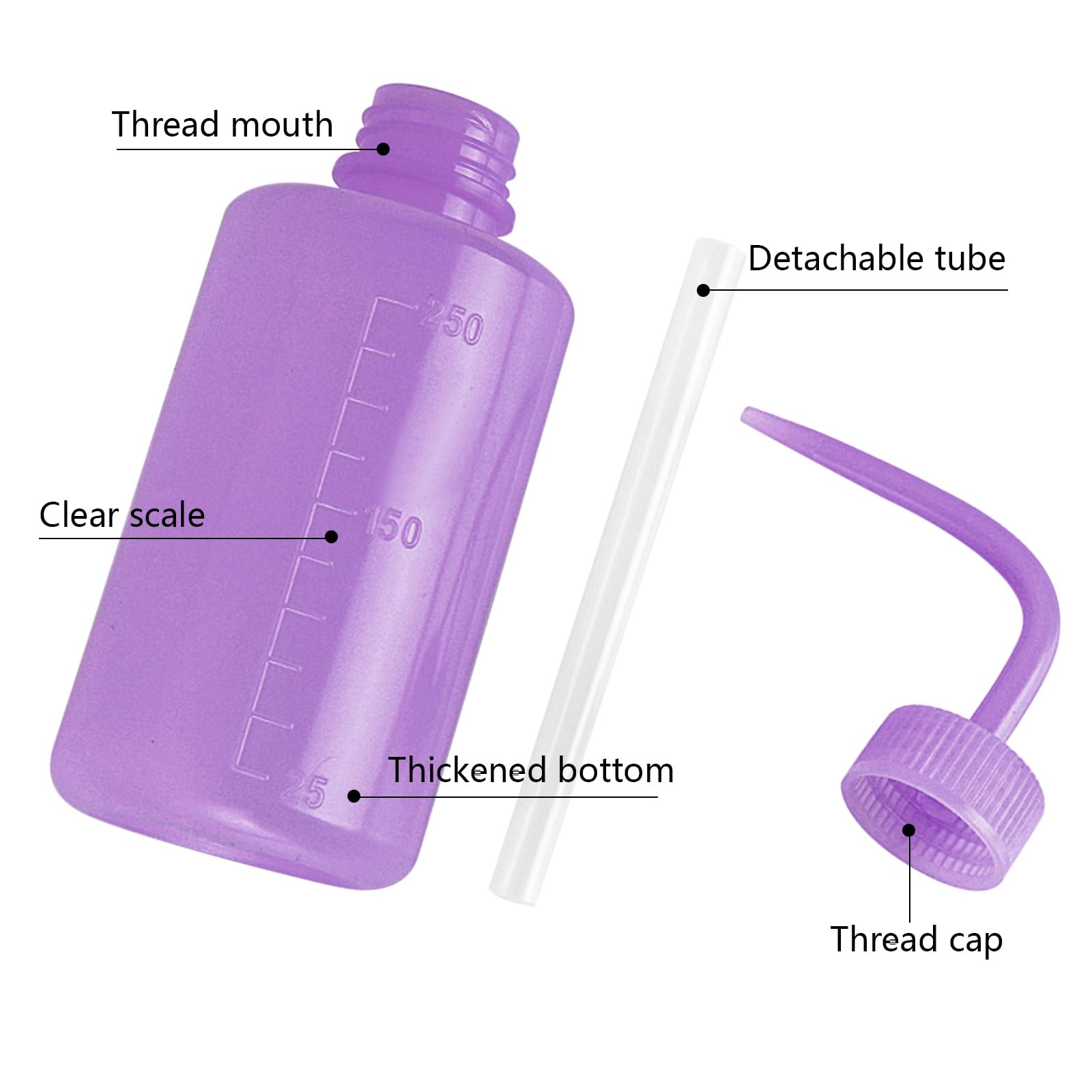 DERSTRA Wash Bottles – 2pcs 250ml Safety Watering Tools, Economy Purple