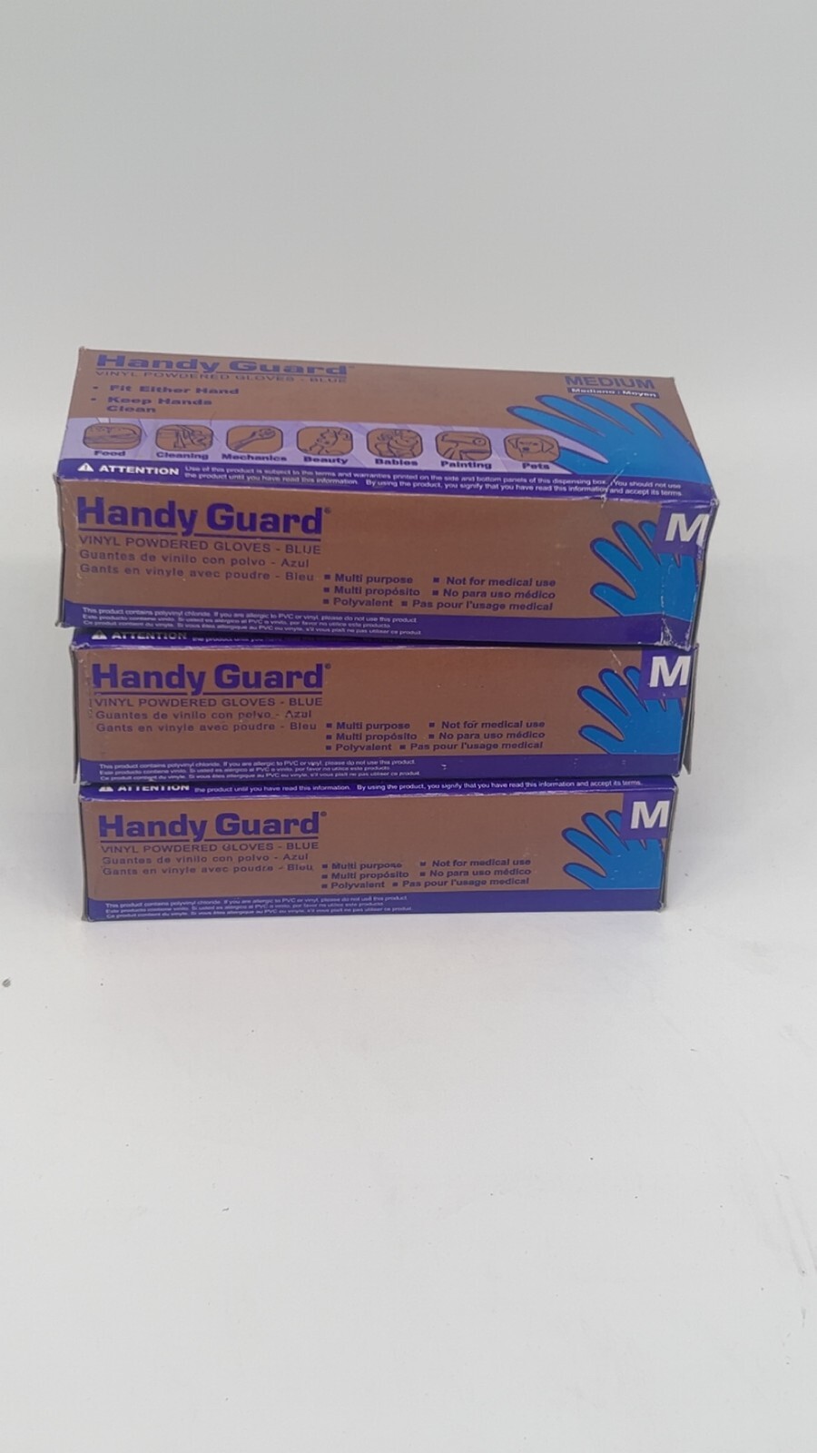 Adenna’s Handy Guard Blue Vinyl Gloves boxes of 100