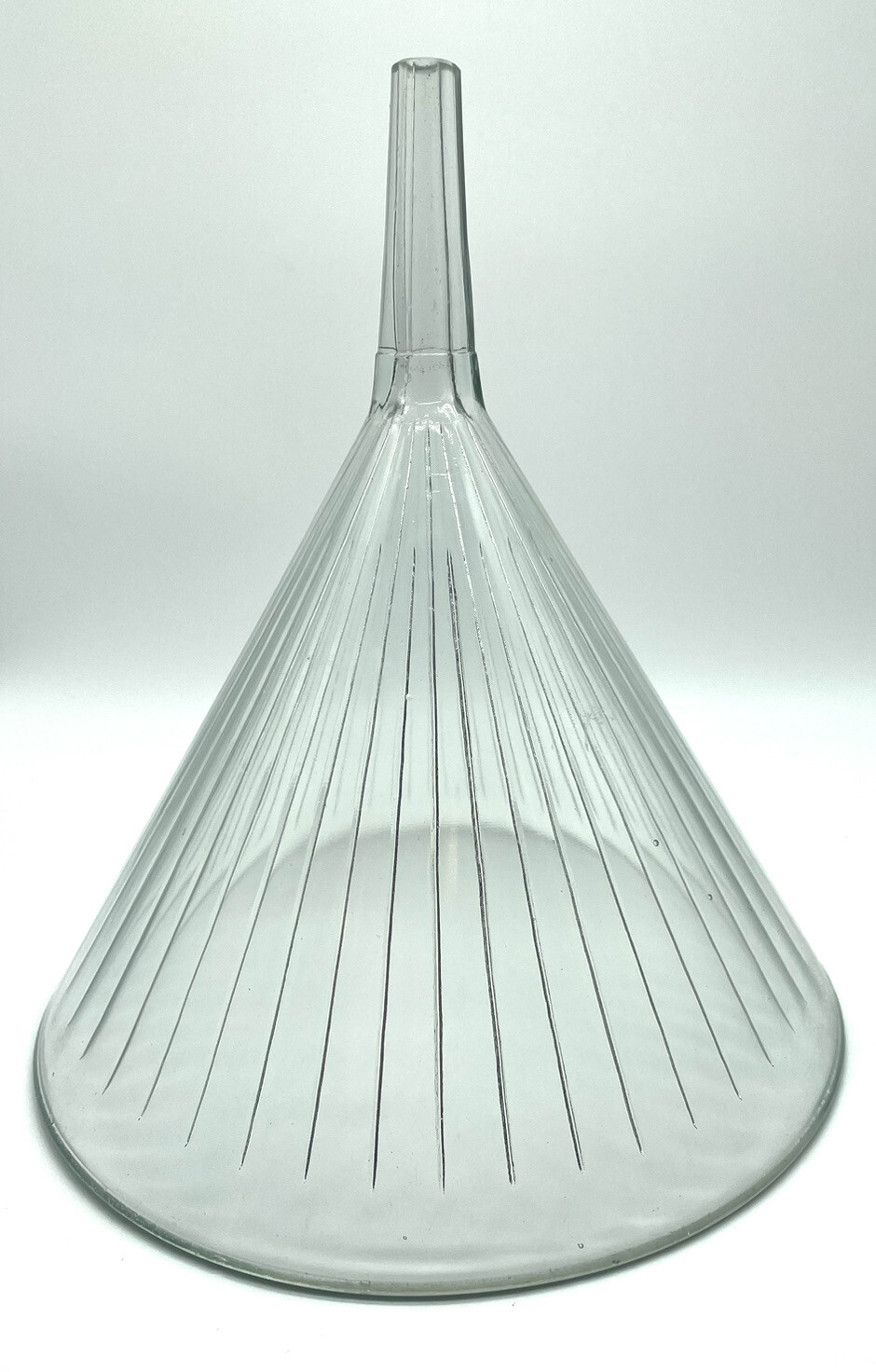 Fluted Mooney Air Vent Glass Funnel 11” x 12.5 » Large Giant Heavy Science VTG