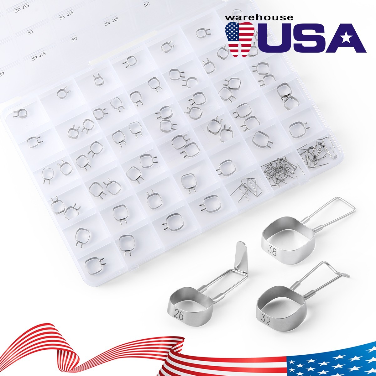 AZDENT Dental Orthodontic Kids Space Stainless steel Bands #23 -#42 with Wires