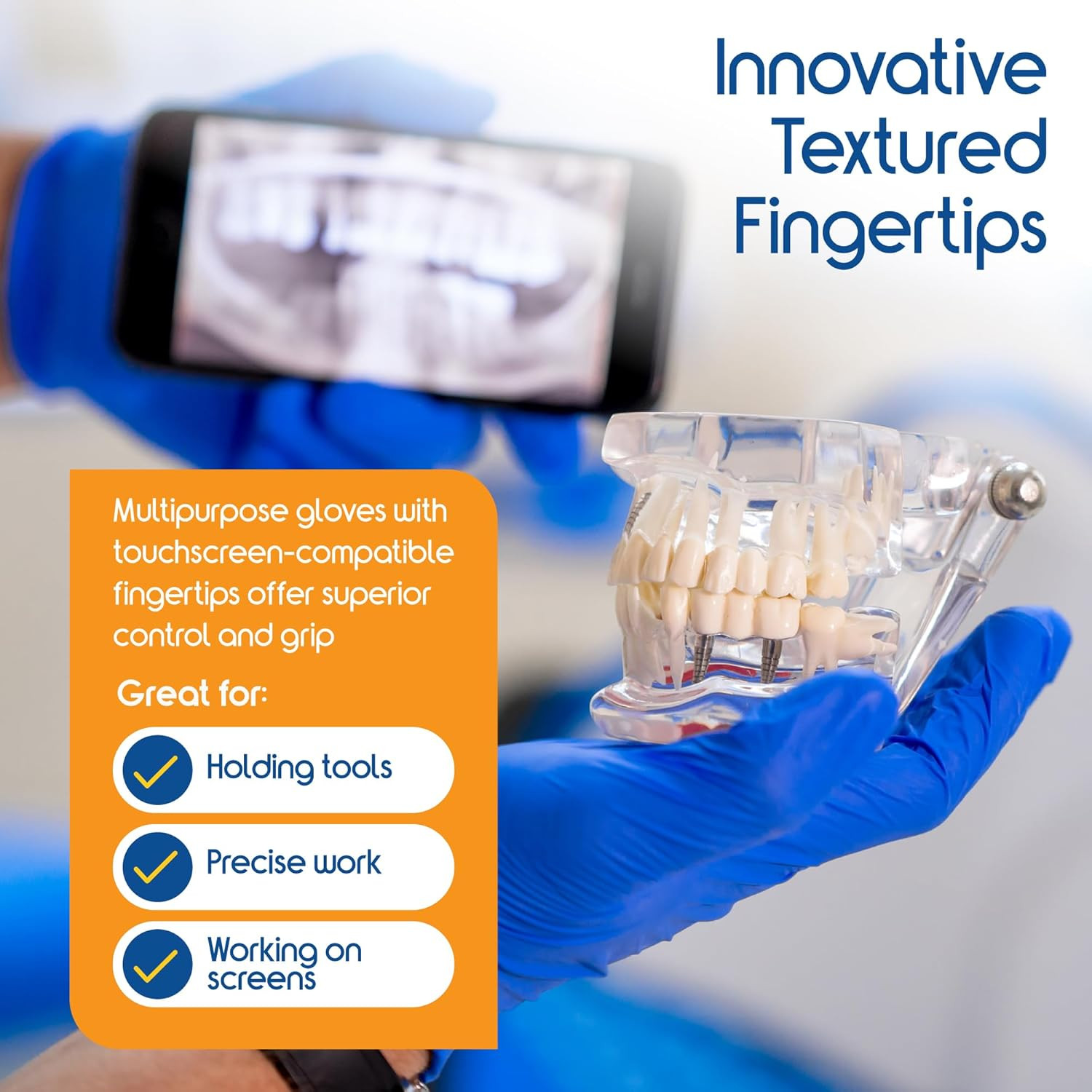 Inspire Cobalt Blue Nitrile Disposable Gloves | 4.5 Nitrile Safety Medical Exam