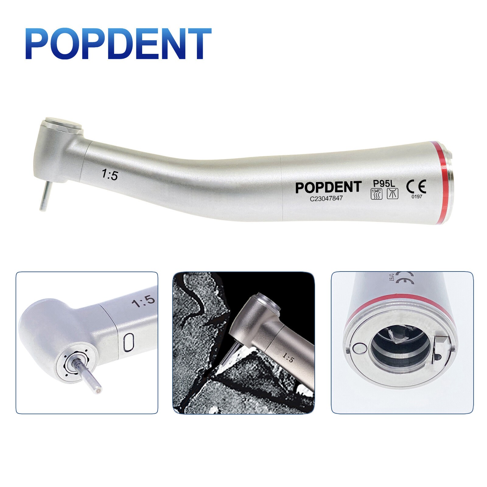 NSK Ti-MAX X95L Style Dental 1:5 LED Fiber Optic Contra Angle Handpiece Brackets