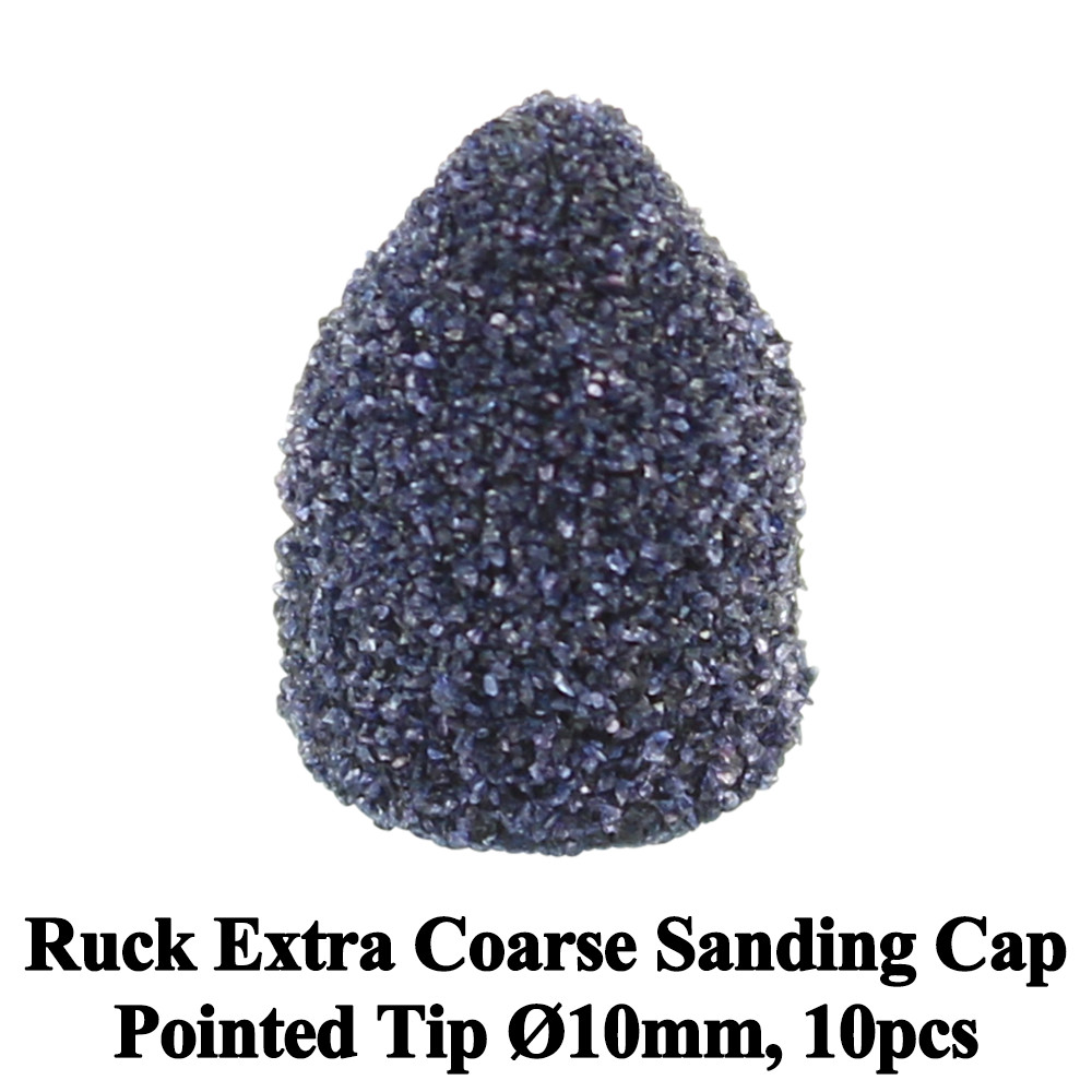 Ruck Extra Coarse Sanding Cap Pointed Tip Ø10mm 10pcs Electric Nail Drill