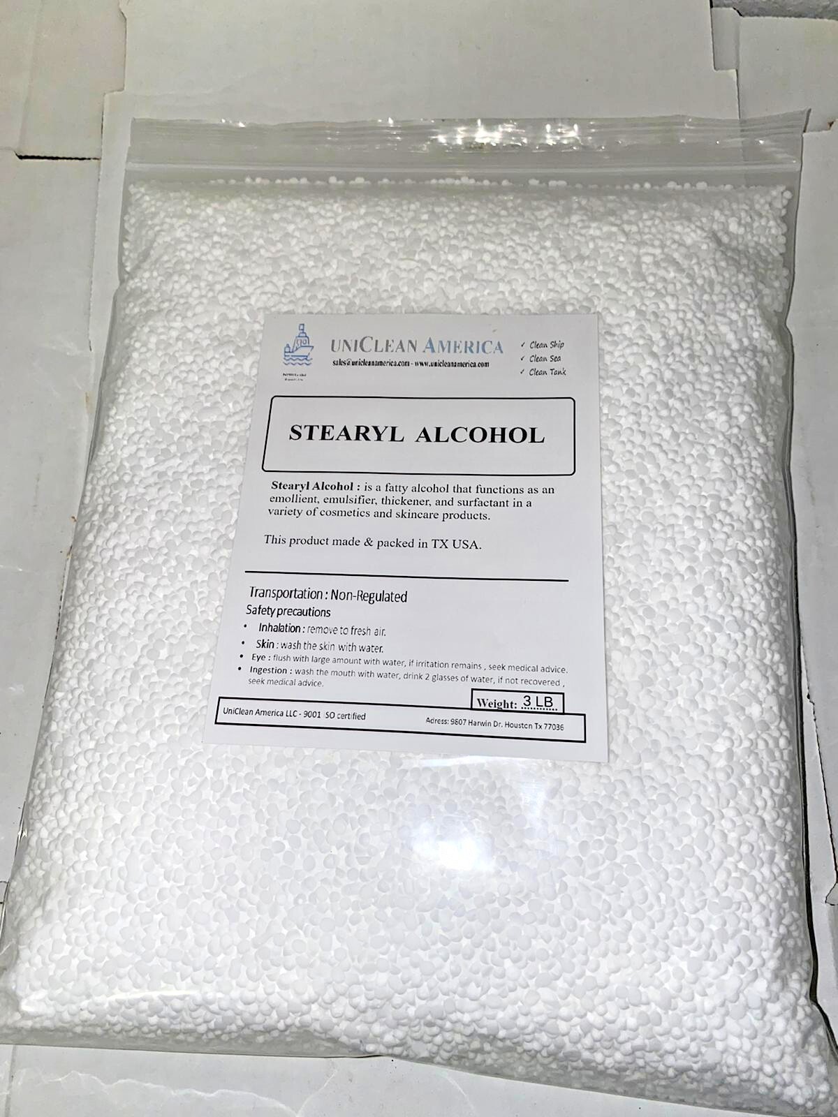 STEARYL ALCOHOL – High Purity – for Industrial & Beauty Use