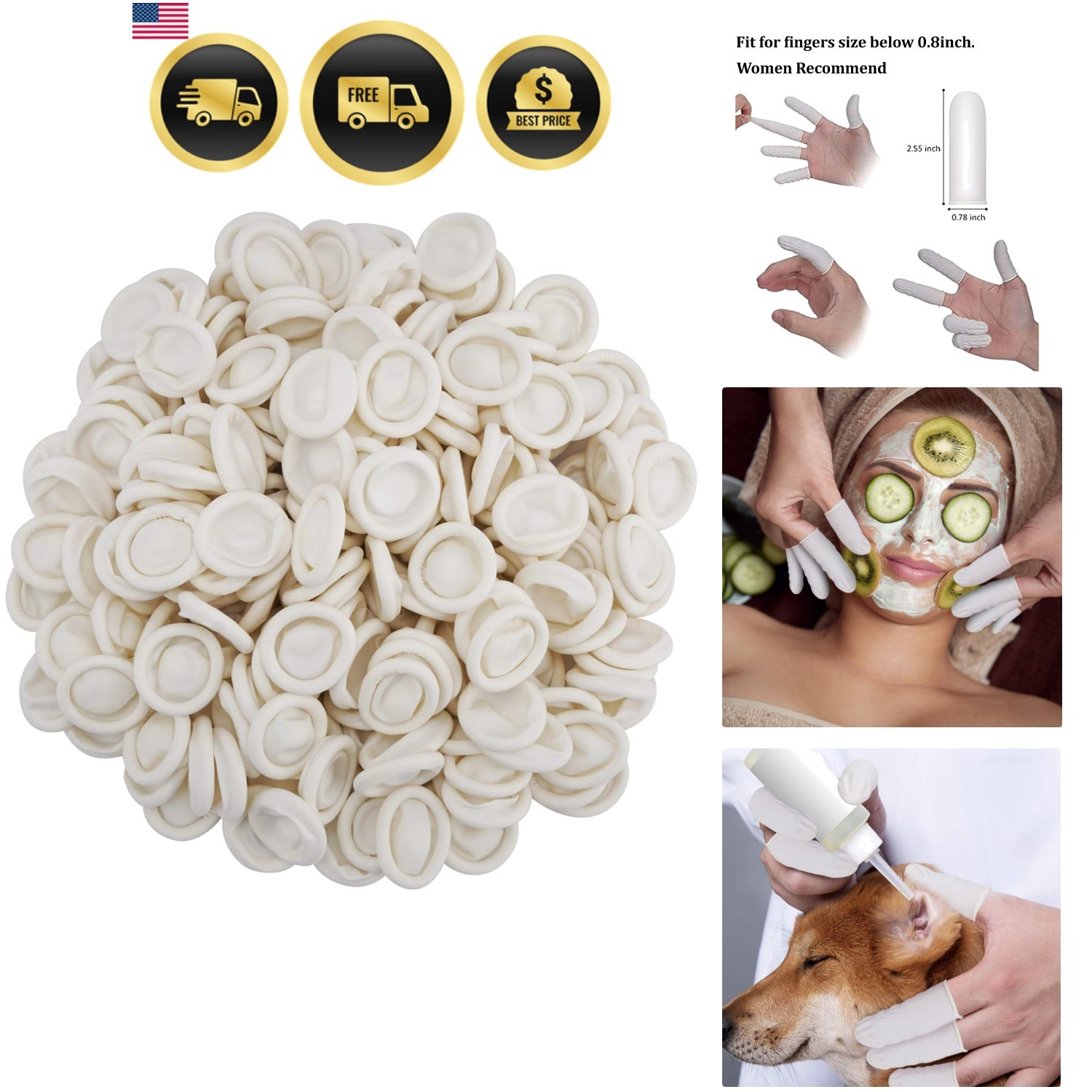 Approx. 330 PCS Latex Finger Cots, Medium Finger Gloves Protectors Disposable…