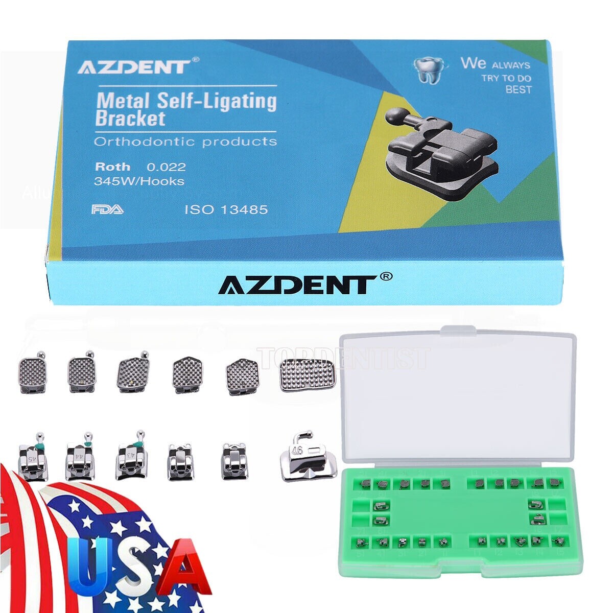 Brackets de autoligado de ortodoncia dental Roth 022 ganchos 345 & tubos bucales