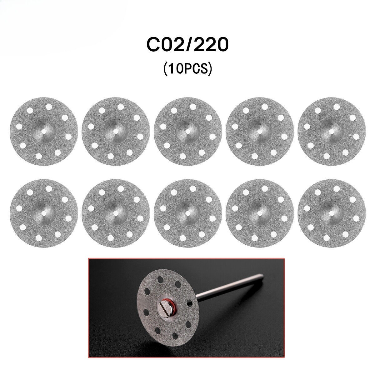 10 Pcs Dental Diamond Disc Wheel Teeth Cutting Polishing Discs/Mandrel 19/22 mm