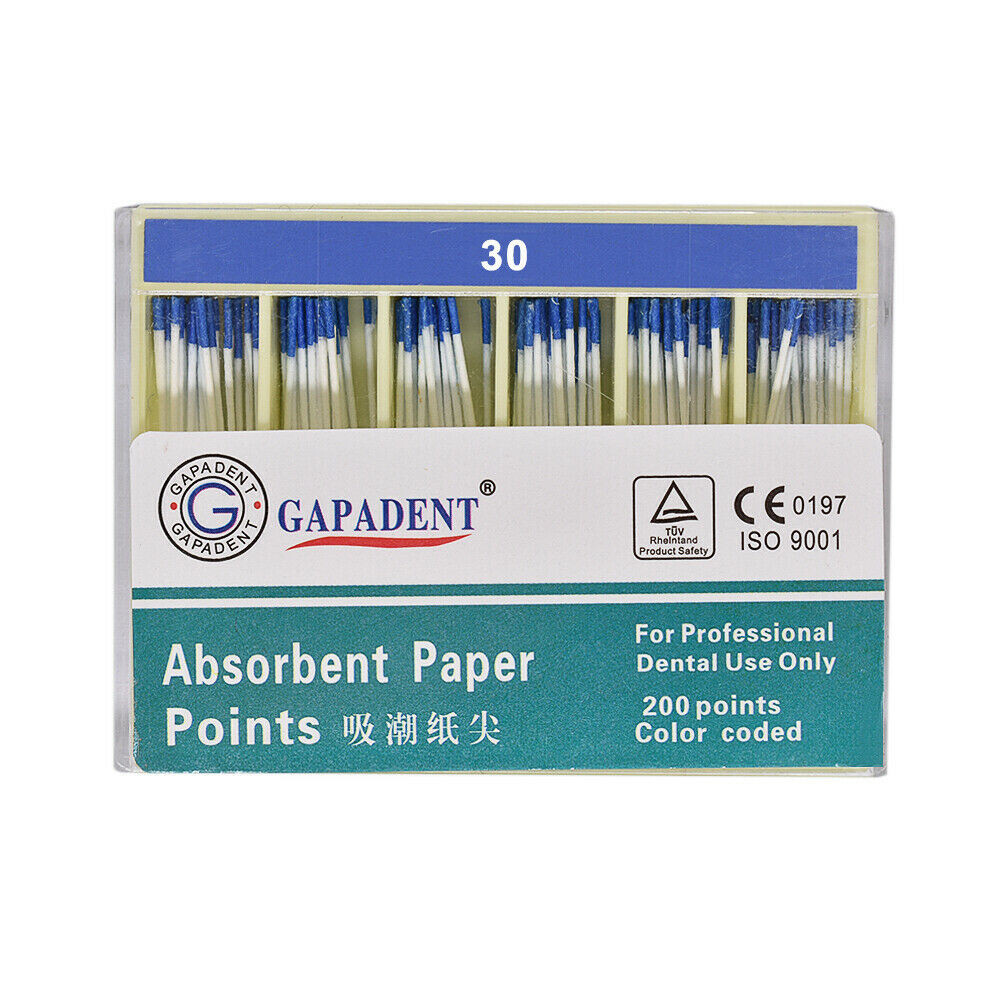 200pc/Box Dental Endodontics Absorbent Paper Points Root Cotton Fiber Tip 30#