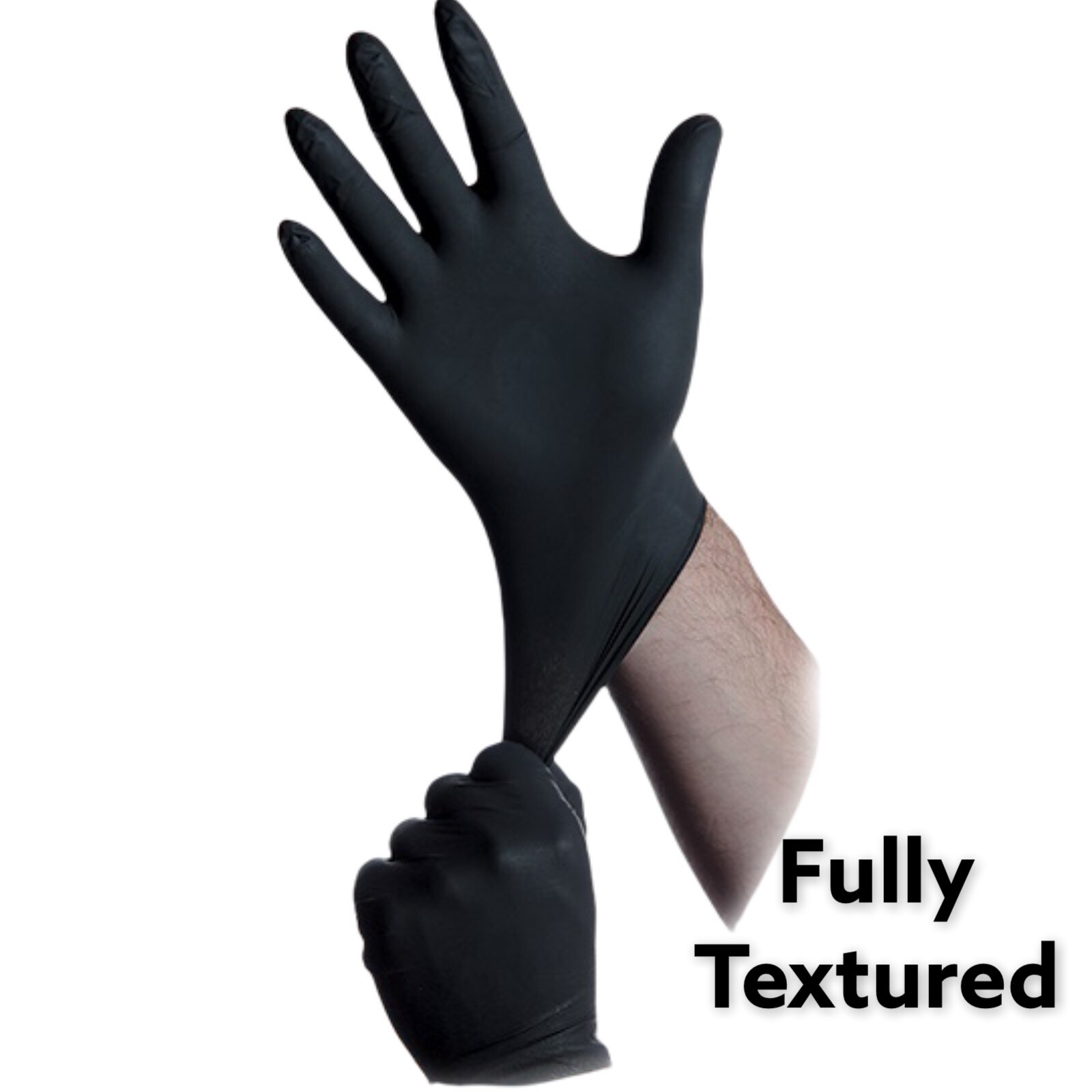 Nitrile Gloves Medium Black Lightning 6 Mil Powder Free Strech Textured Box 100