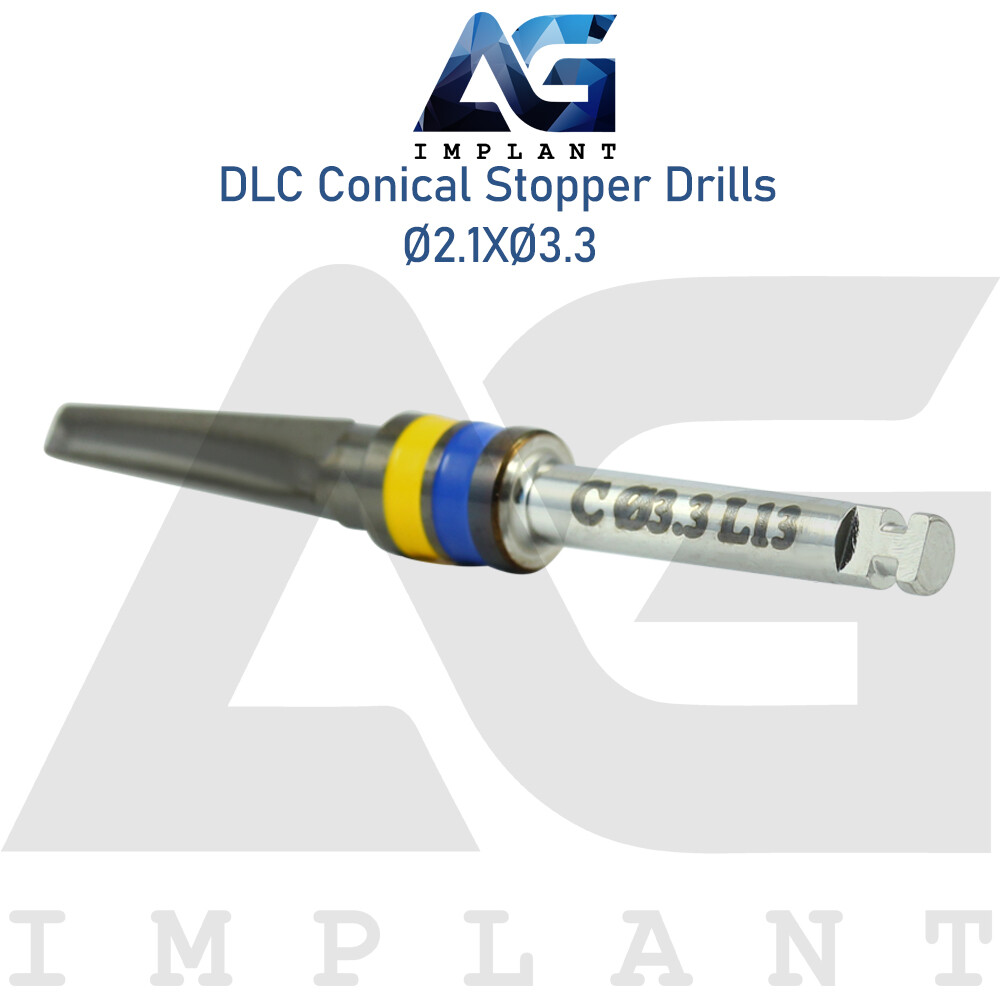Ø2.1XØ3.3 Integral Stopper DLC Conical Drill External Irrigation Tool Carbon