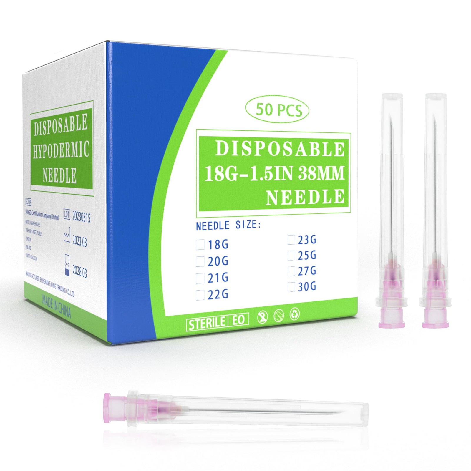 18 Gauge 1.5 Inch Disposable Needles with Caps – Luer Lock Lab Dispensing Acc…
