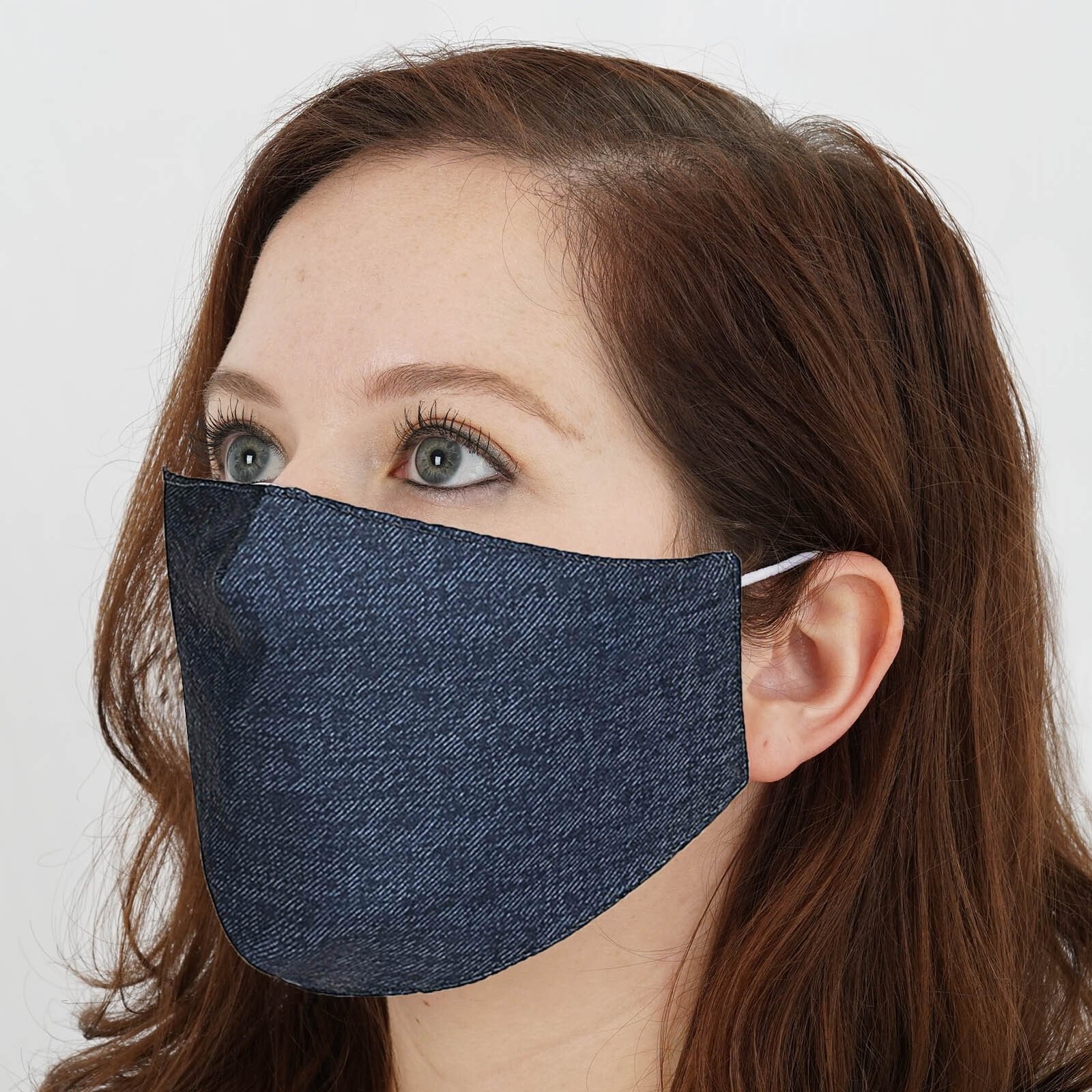 5 DARK BLUE 2-Layer Cotton Face Masks Washable Protective Covers Protection Gear