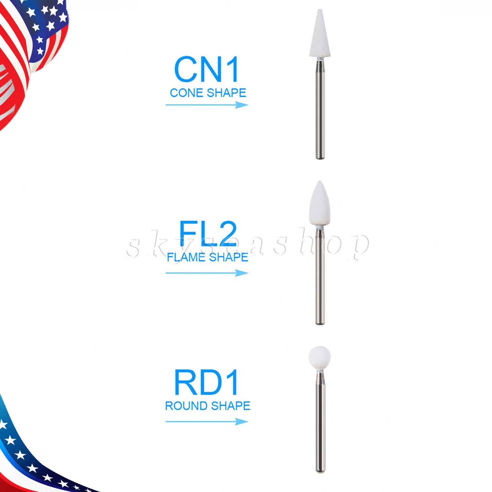 Dental White Stone Porcelain Polishing Burs FG /Composite Finishing Burs