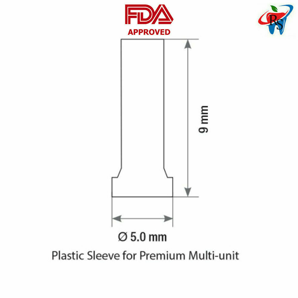 10x Set Prosthetic Straight Multi Unit 1.6 NP Conical 2.25 +Plastic Sleeve
