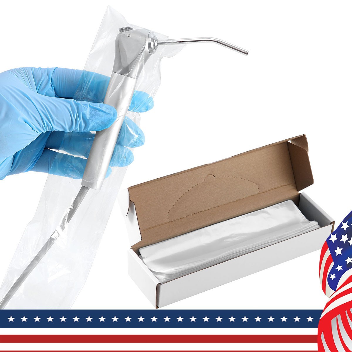 Dental 3 Way Air Water Syringe Handpiece HVE/SE Sleeves Cover 2.5»X10» Clear