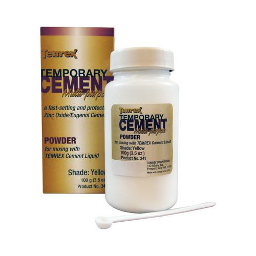 Temrex 341 Zinc Oxide Eugenol Temporary Dental Cement Powder Yellow 100 G Bottle