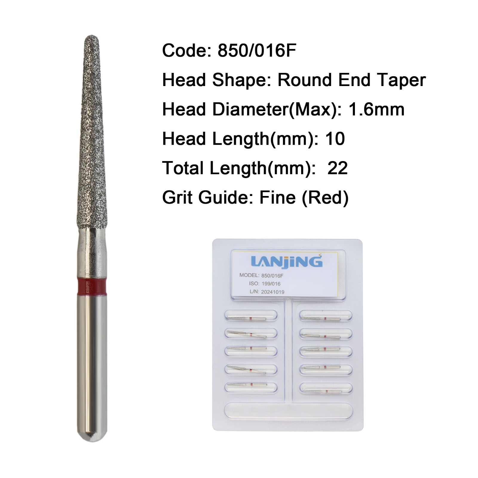 Dental Burs Diamond FG Round End Taper Cylinder High Speed Friction Grip 850 856