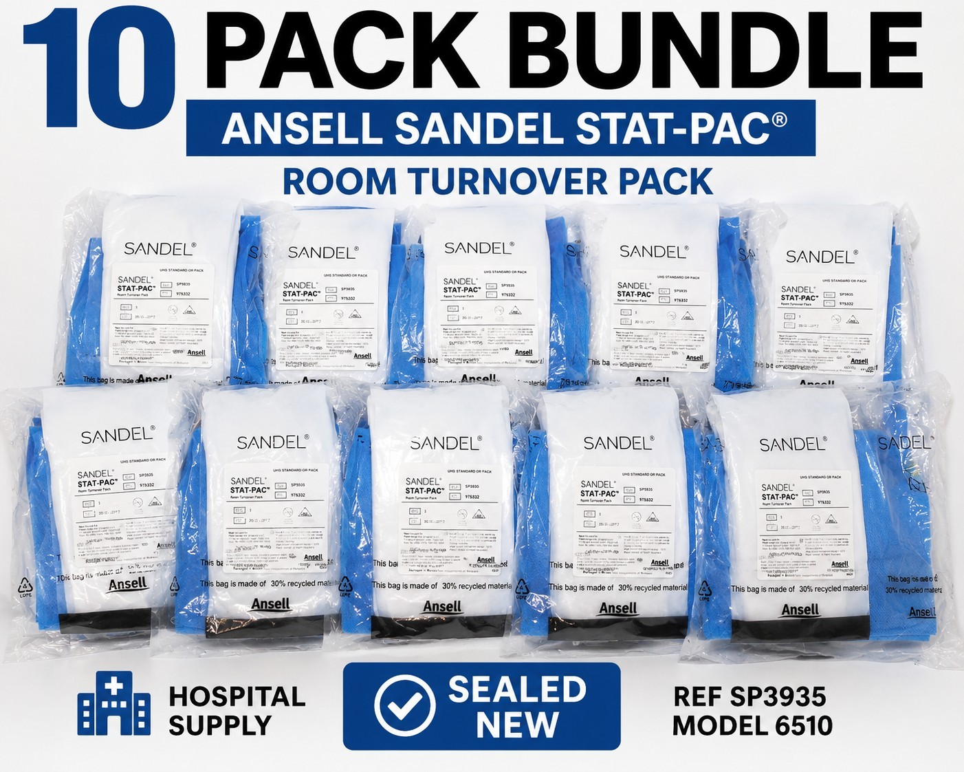 10 Pack Ansell Sandel STAT-PAC Room Turnover Pack Ref 6510 Hospital CleaningWhy