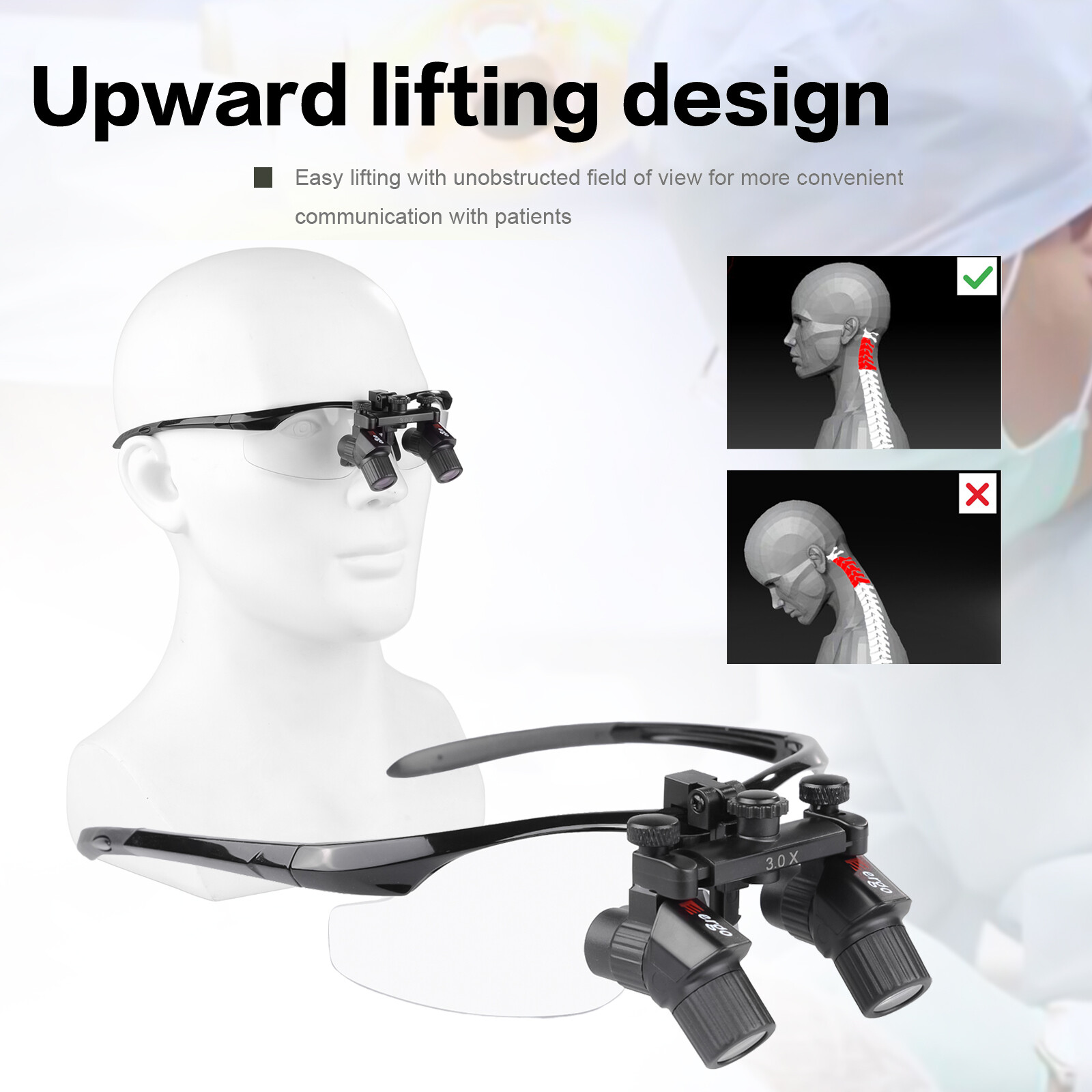 Dental 3.0X-450MM Medical Ultralight Binocular Ergo Loupe for ENT Surgery DY-119