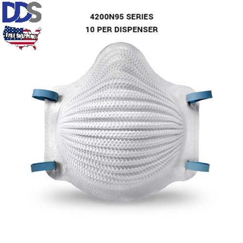 N95 AirWave 4200 Disposable Respirator Mask , White Medical High Quality 10 Pack