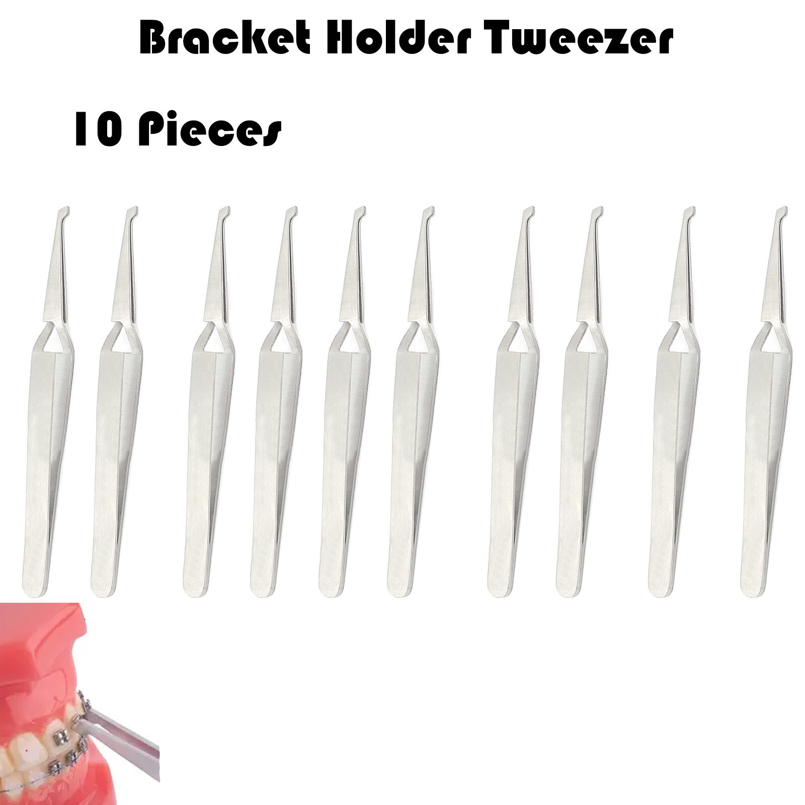 AAPRO 10 PC Dental Direct BondING Bracket Holder Fine Tip Positioning Tweezers