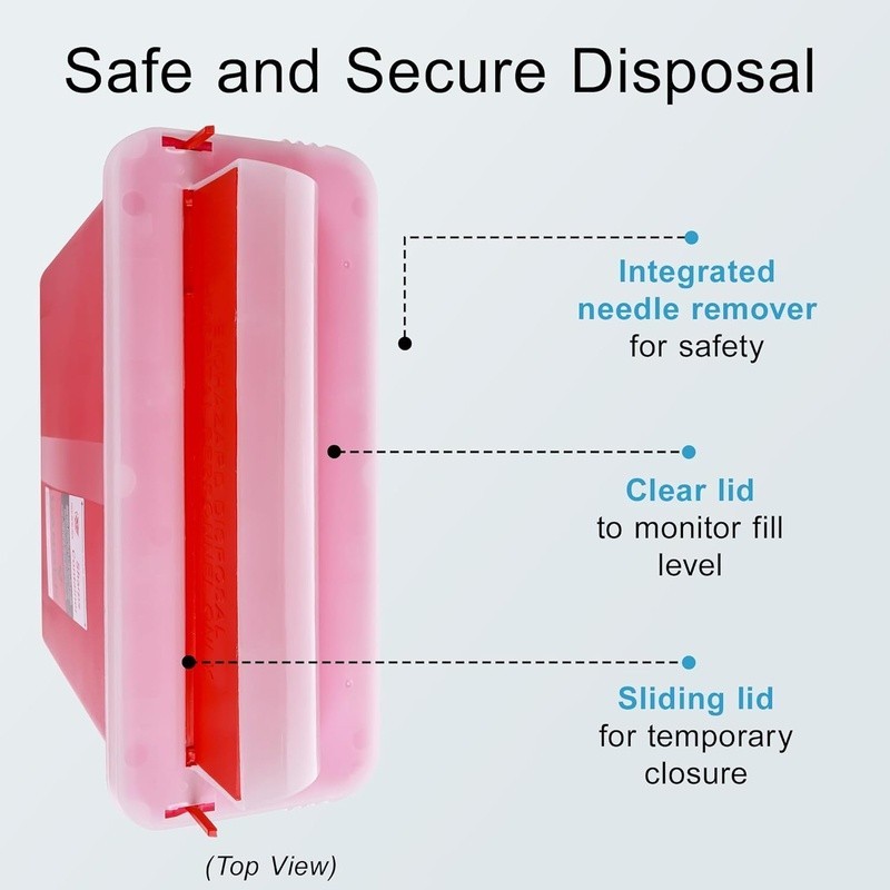 Durable Red Sharps Disposal Container Puncture Resistant Ideal EMS Labs Home Use