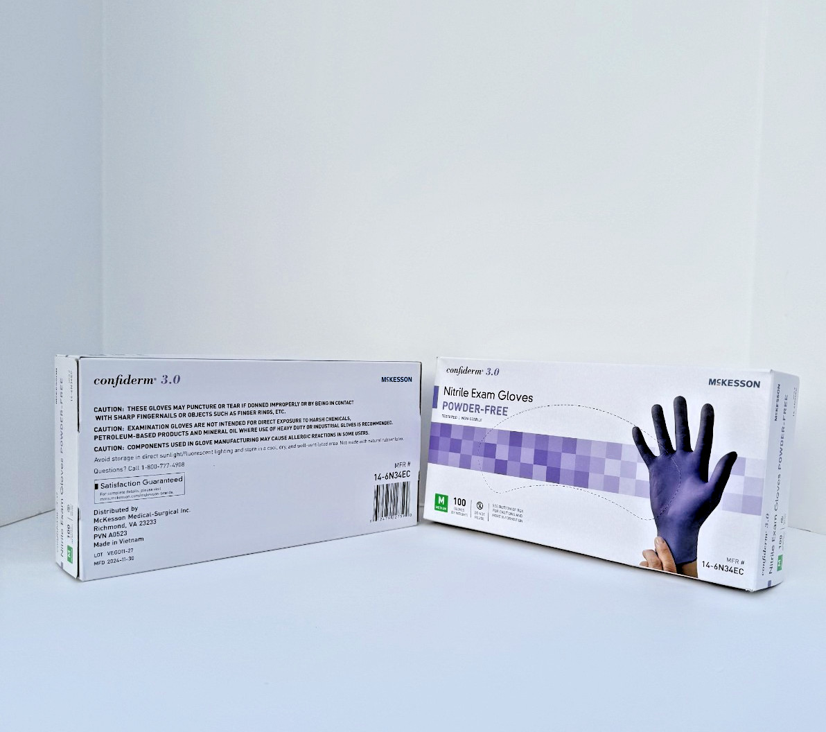 McKesson Confiderm Nitrile Exam Gloves – 200 Count (2×100) Powder Free – New