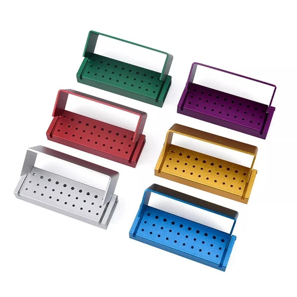 Dental Bur Drill Holder Block Disinfection Box 10/15/16/24/30/76/100/142 Holes