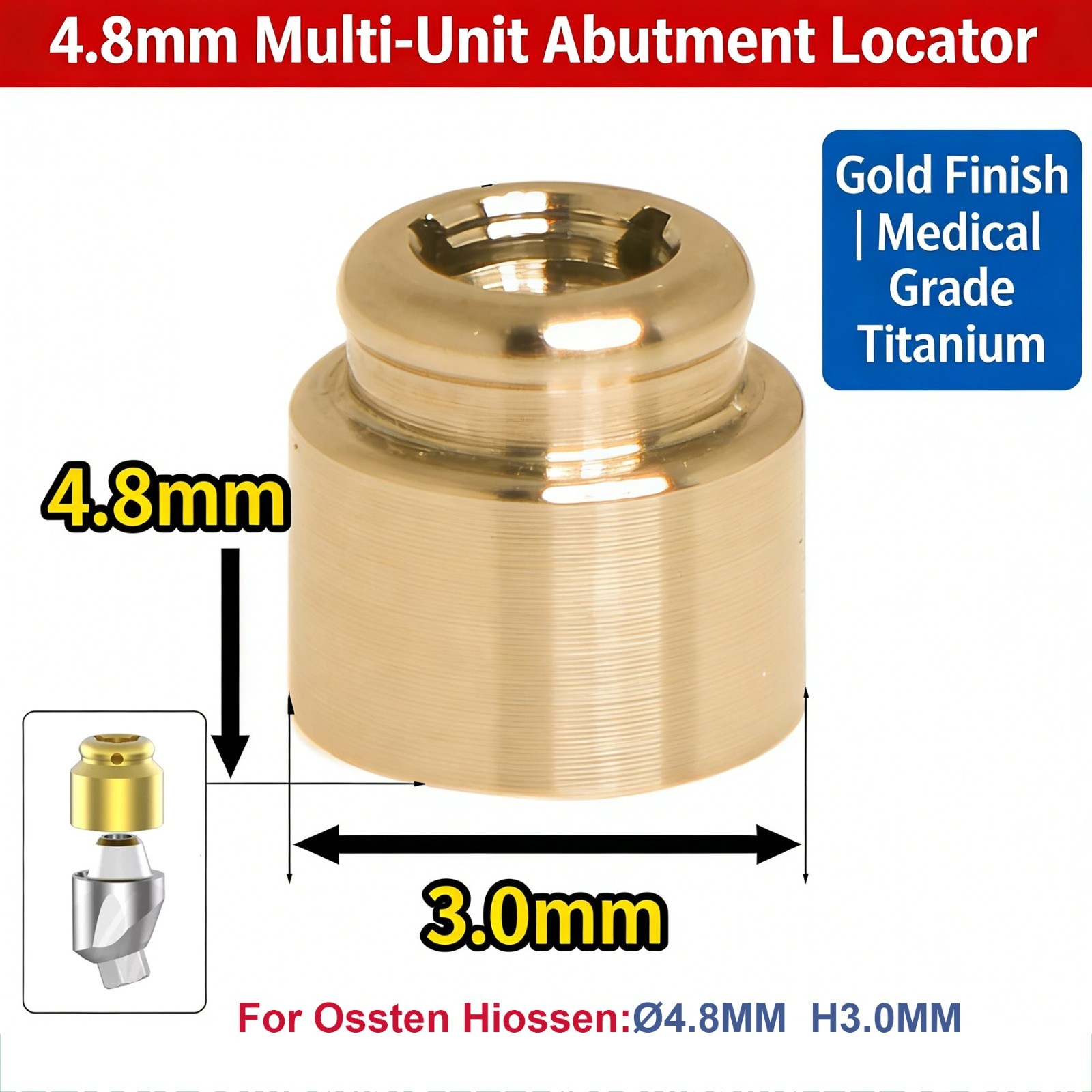Angled Overdenture Abutment Multi-Unit Ø4.8mm Fit Osstem Hiossen Nobel Active