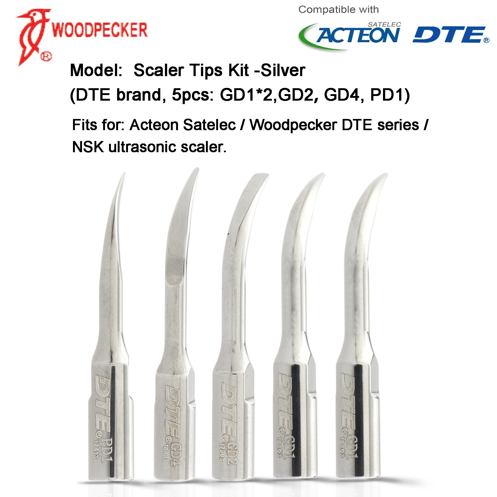 Woodpecker Ultrasonic Scaler N2 V3 LED Handpiece Piezo Tips fit EMS Satelec DTE
