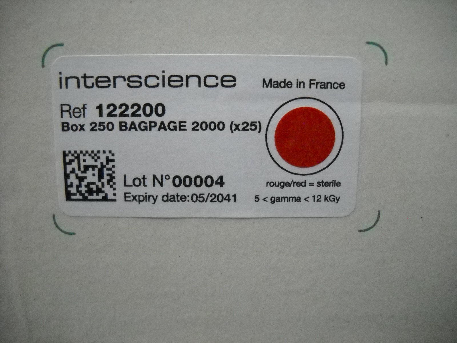Interscience Bag System BagPage 2000ml box of 250 Ref No 122200