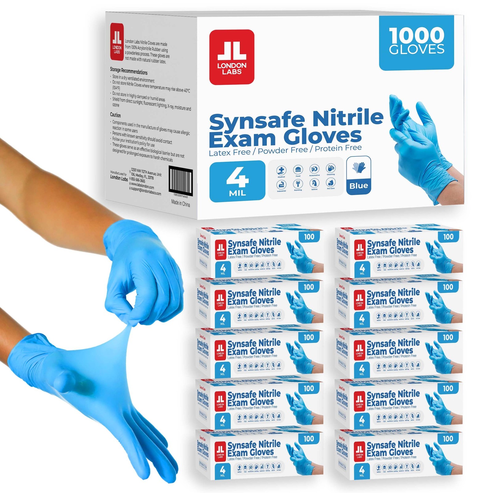Synsafe 4 Mil -Blue Nitrile Exam Gloves –Disposable Latex Free & Powder Free …
