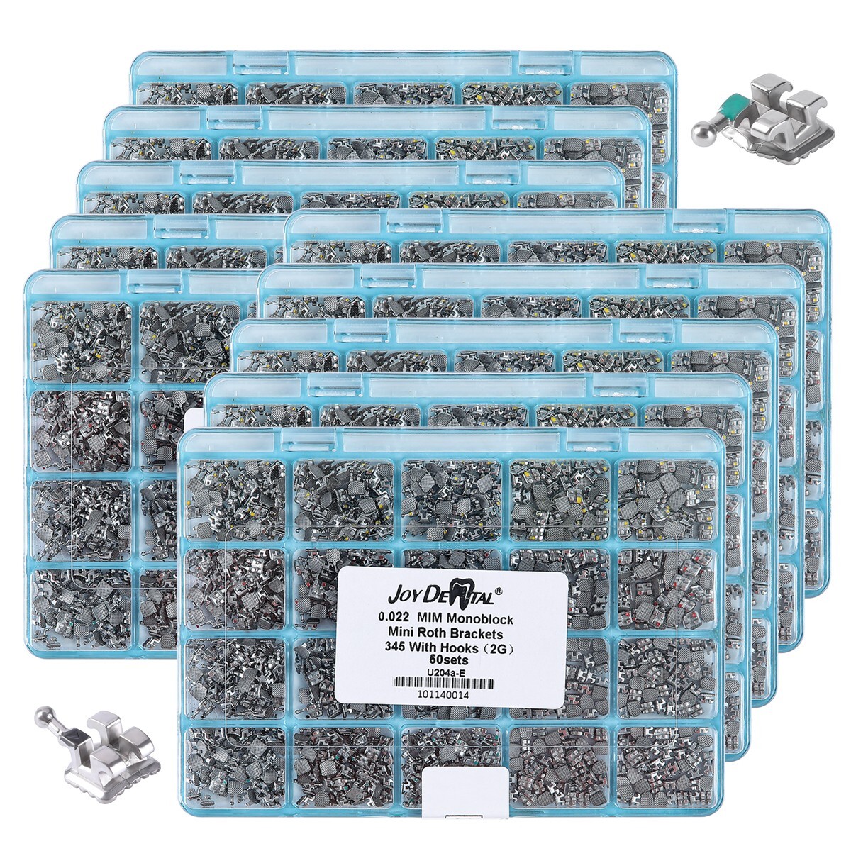 50Set AZDENT Dental Orthodontic Brackets Braces MIM Mini Roth 0.022 Hooks 3-4-5