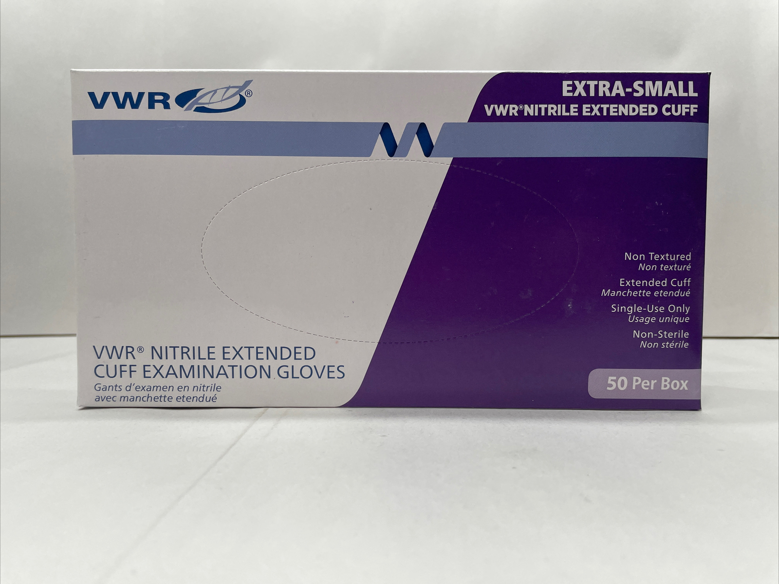 500pcs Lab Grade VWR Nitrile Gloves 4mil Powder Free Beaded Cuff X Small