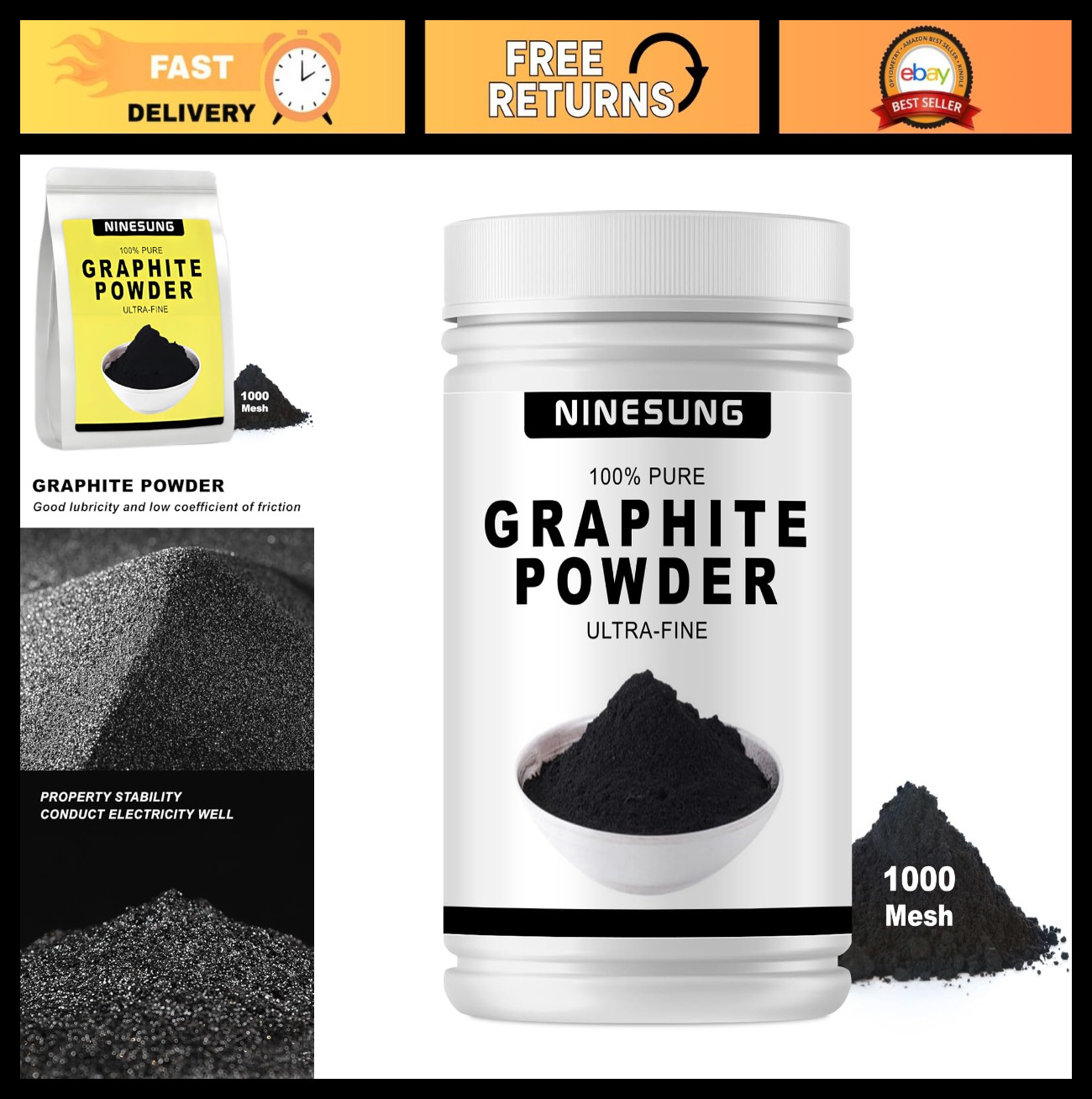 Ultra-Fine 44-Micron Graphite Powder – 12 oz for Sketching, Drawing & Lubricatio