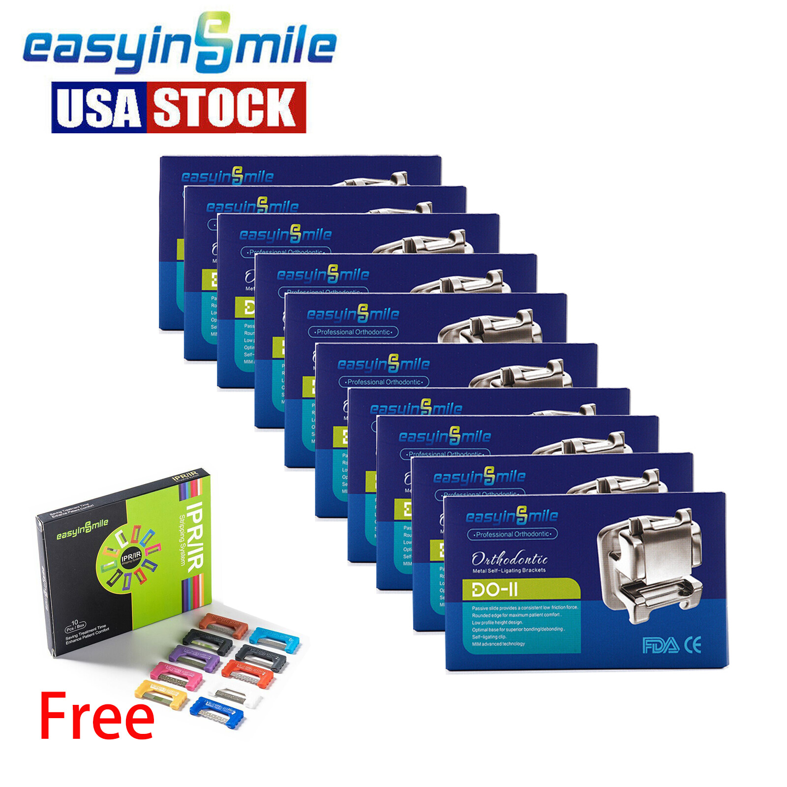 10x Dental Self-ligating Orthodontic Bracket ROTH 345 Hook 022 Metal Braces