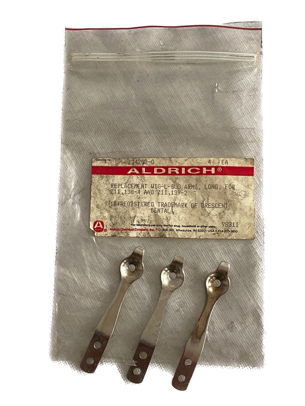 (3 Pc) ALDRICH CRESCENT Wig-L-Bug Grinding Mills Replacement Long Arm Z24,202-0