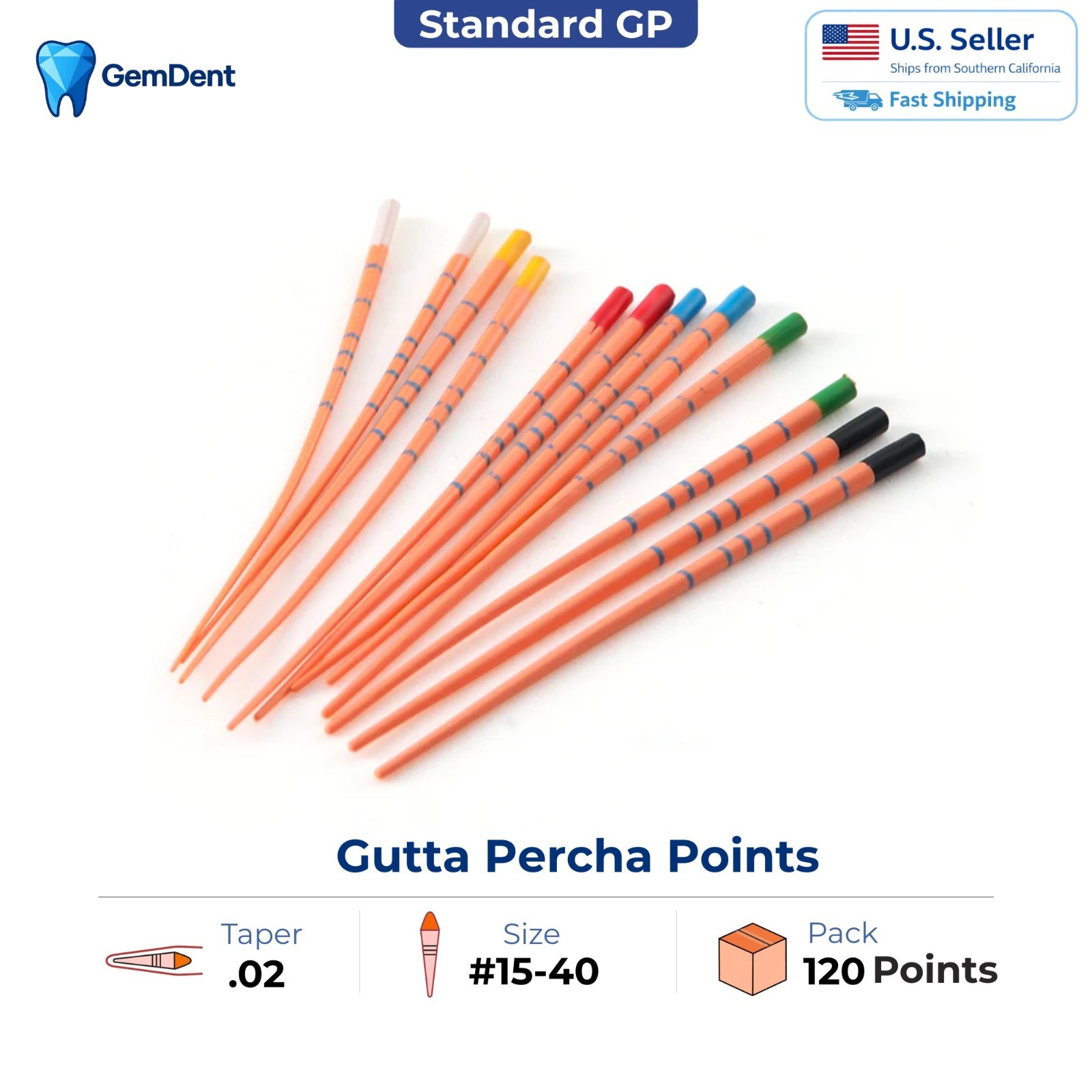 GemDent Gutta Percha Points .02 .04 .06 F1 F2 F3 Endo Marked-3 Packs Extra Saver