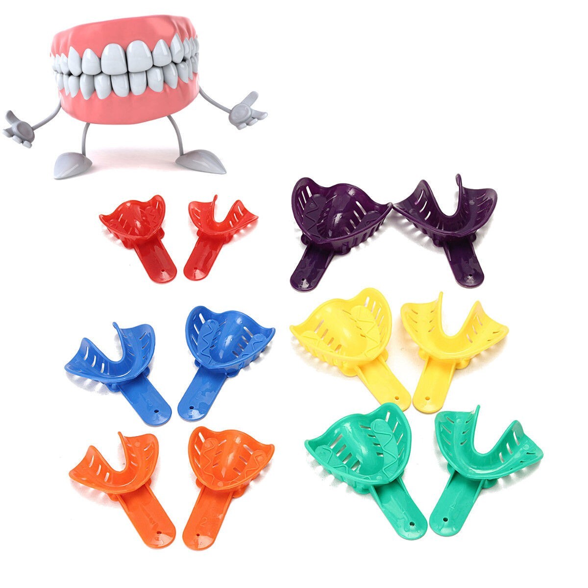 24 Pcs/2 sets Dental Impression Autoclavable Tray Plastic 6 Sizes Adult/Child