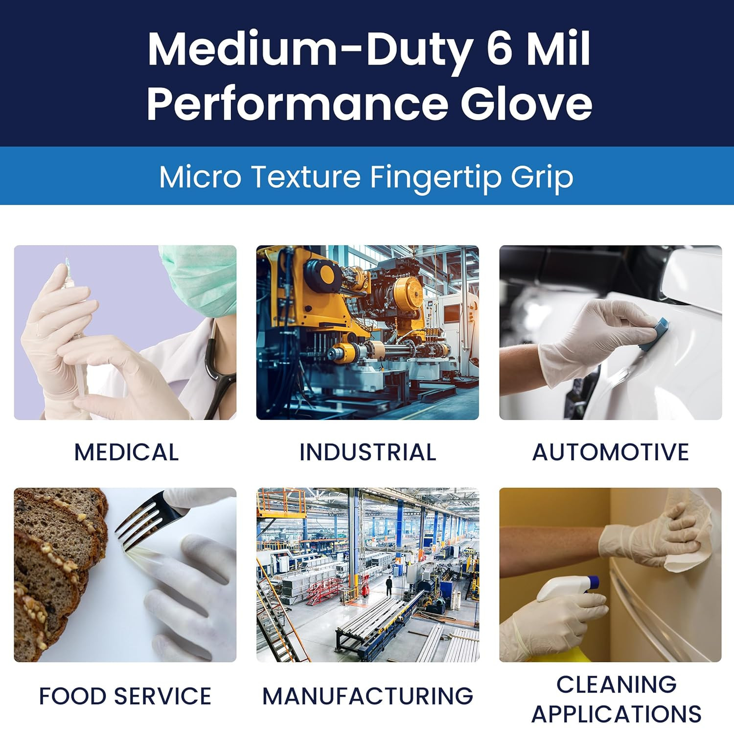 GOLD Disposable Latex Gloves – 6 Mil, Powder Free Exam Glove with Precise Contro