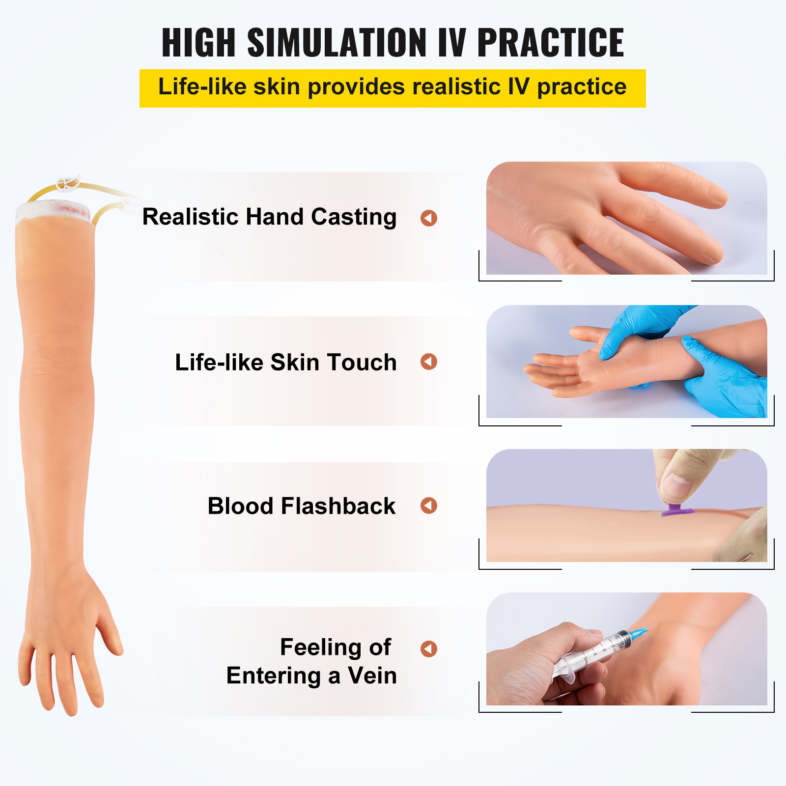 VEVOR IV Practice Kit Phlebotomy Venipuncture Practice Arm for Students Nurses