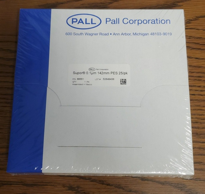 Pall 66551 Supor 0.1 um micron 142 mm dia PES membrane disc filter – SEALED PACK