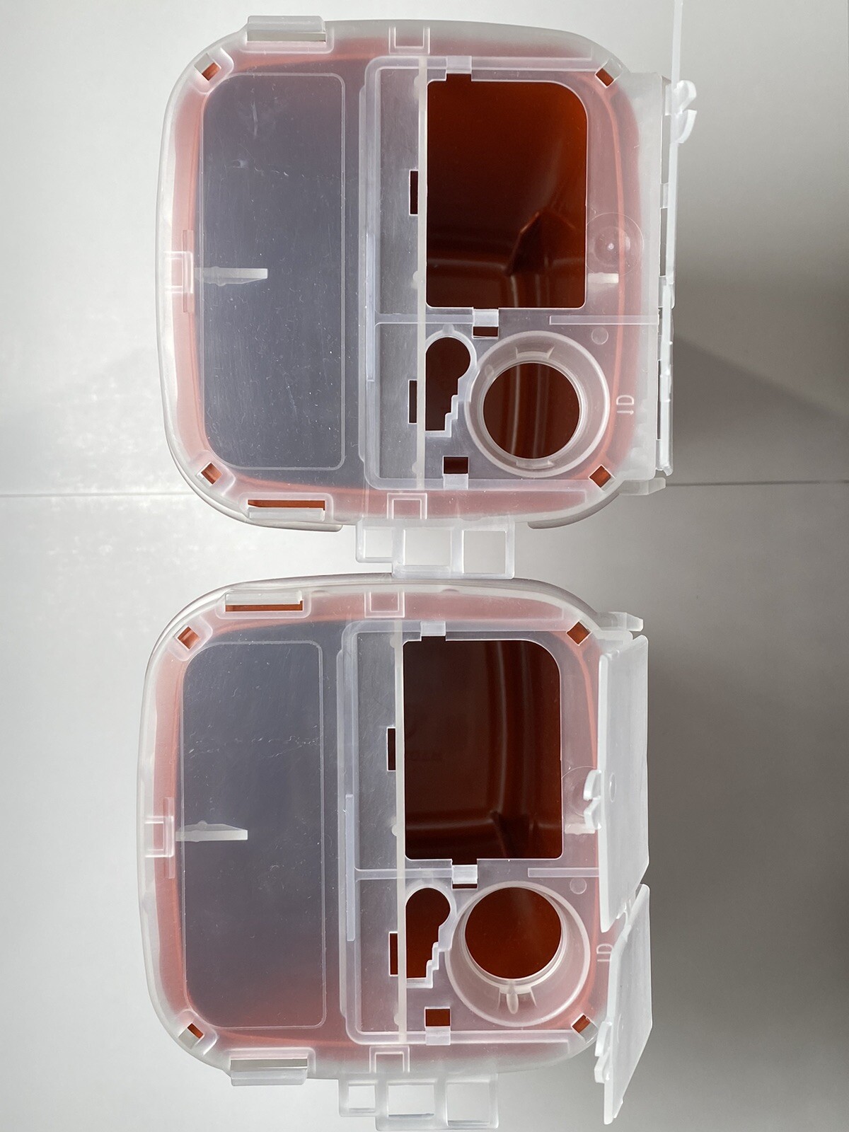2 Lot -Sharps Needles Container W/Lid 8900SA,1 Qt Size 6.25”x4.25” Red/Clear Lid