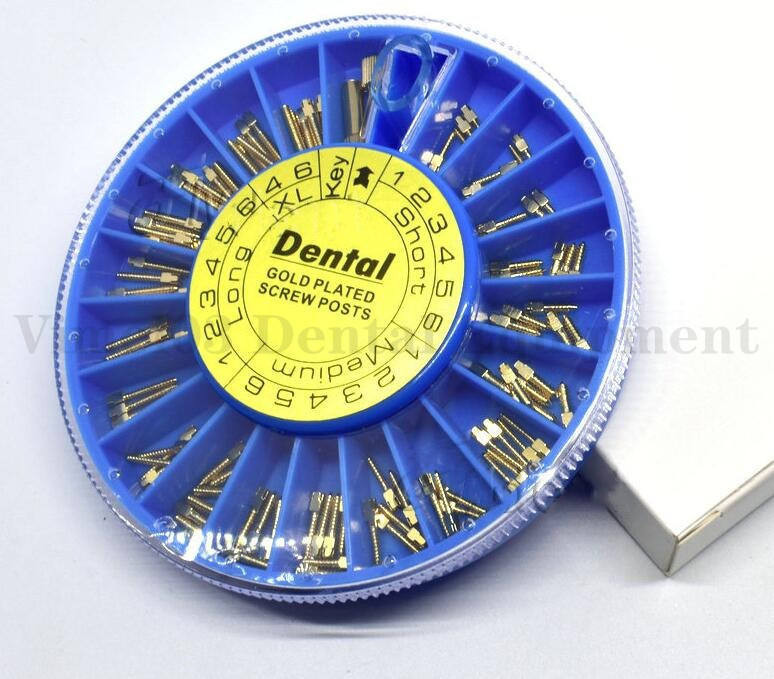 120pcs/kit Dental Screw Post Completed Kit Silver/Gold Plated Endo Conical Pins