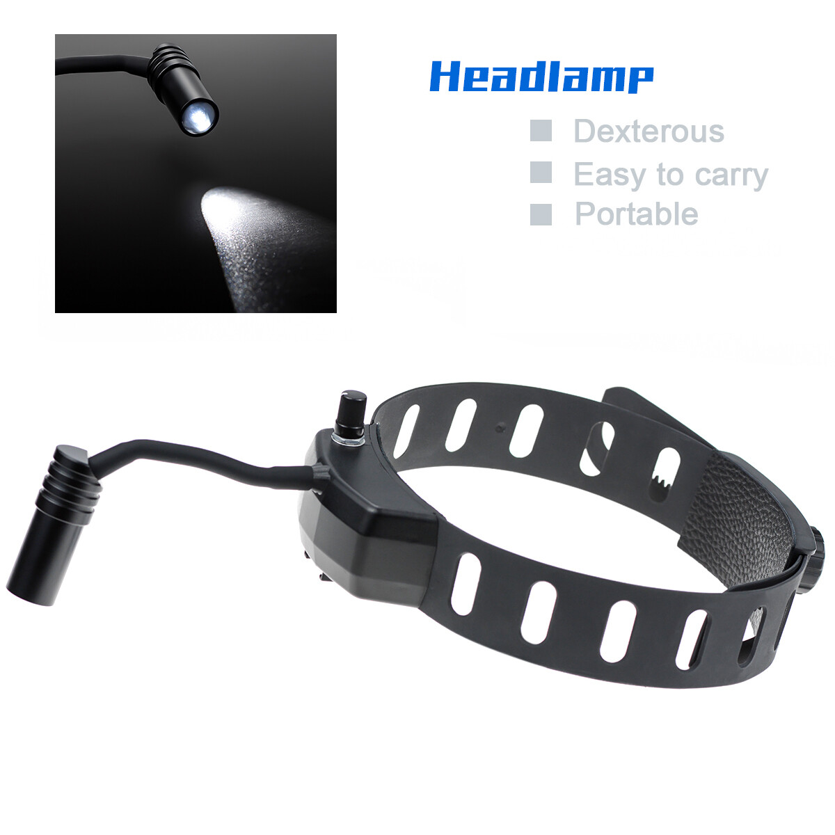 Black Dental 5W LED Binocular Headlight High Light Spot Leather Headband DY-005