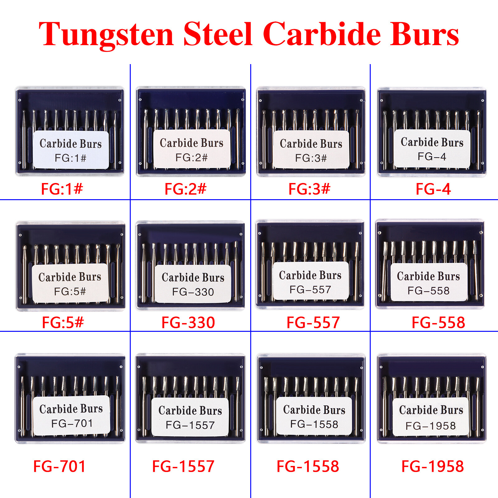 10pcs/1Kit Dental FG Fresas de carburo de tungsteno Alta Velocidad pieza de mano