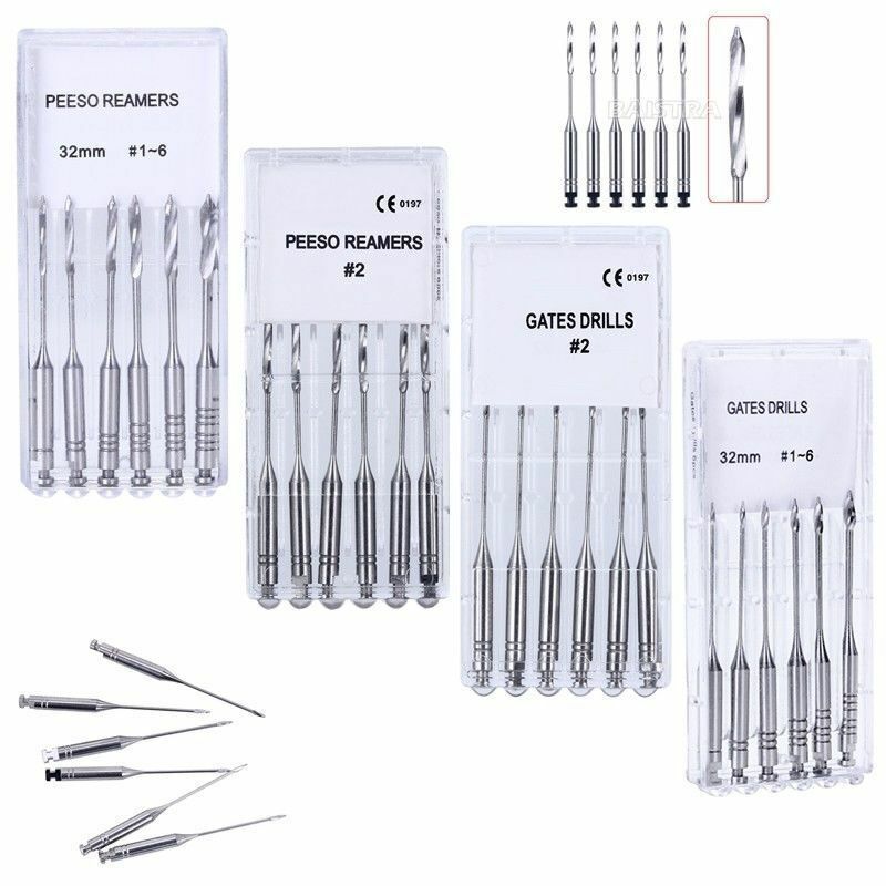 6 Pc Dental Endodontic Engine Use Peeso Reamers Files Reamers Drill Burs 28/32mm