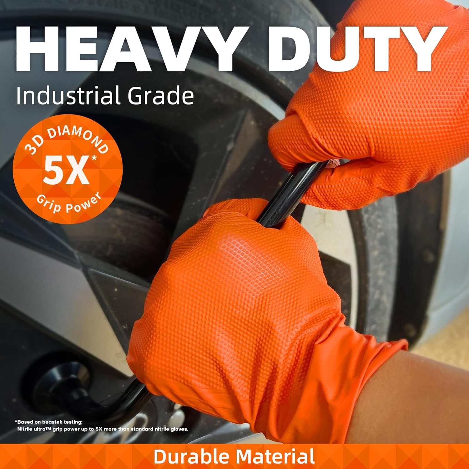 Beastek Nitrile Disposable Gloves, 8Mil Latex & Powder Free Chemical Resistant H